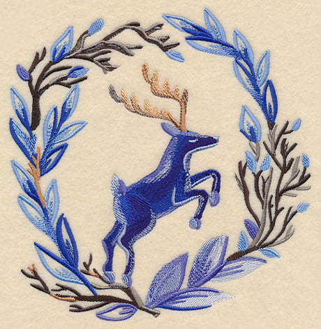 Wintry Deer Wreath in Watercolor
