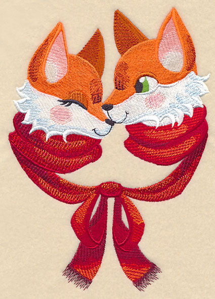 Snuggling Winter Foxes