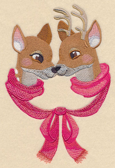 Snuggling Winter Deer