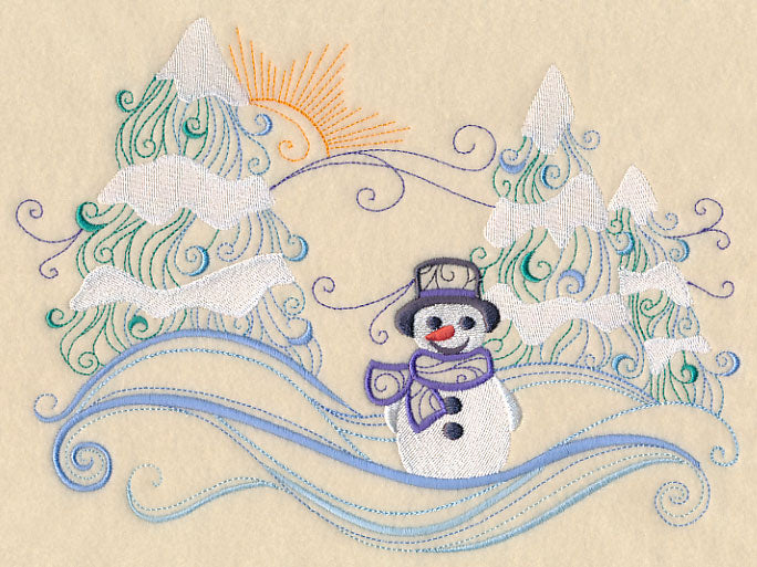 Swirly Snowman Scene