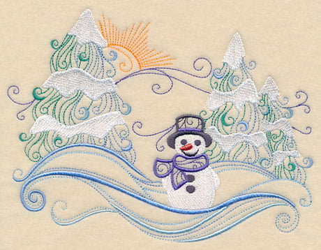 Swirly Snowman Scene