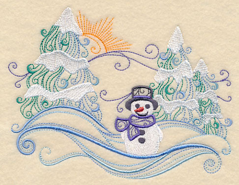 Swirly Snowman Scene