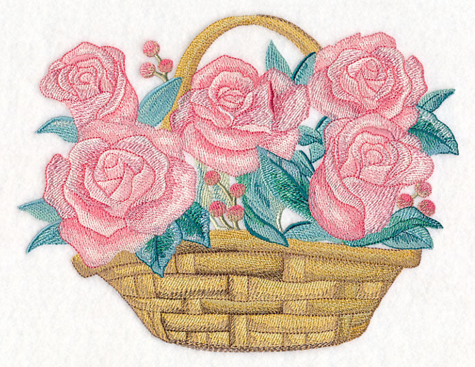 Romantic Roses Basket in Watercolor