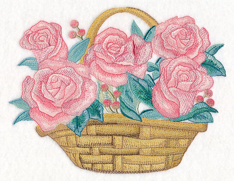 Romantic Roses Basket in Watercolor