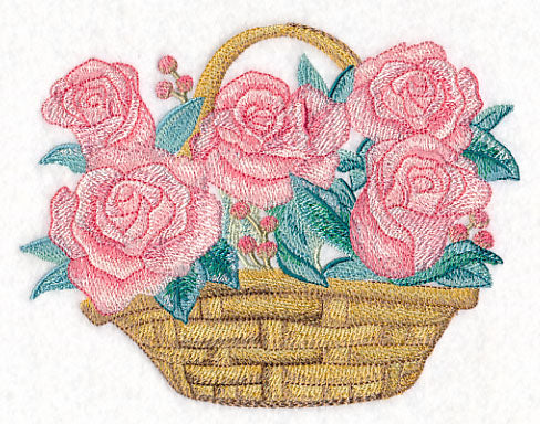 Romantic Roses Basket in Watercolor