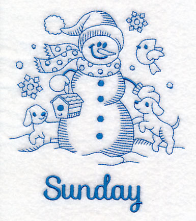 Snowman on Sunday (Bluework)