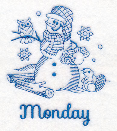 Snowman on Monday (Bluework)