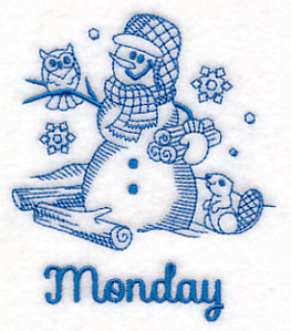Snowman on Monday (Bluework)
