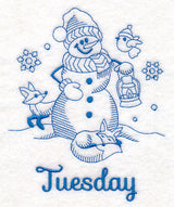 Snowman on Tuesday (Bluework)