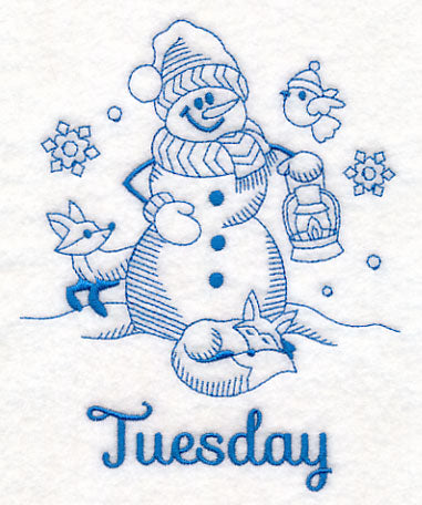 Snowman on Tuesday (Bluework)