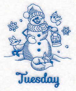 Snowman on Tuesday (Bluework)