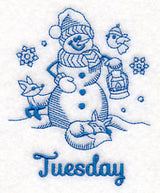 Snowman on Tuesday (Bluework)