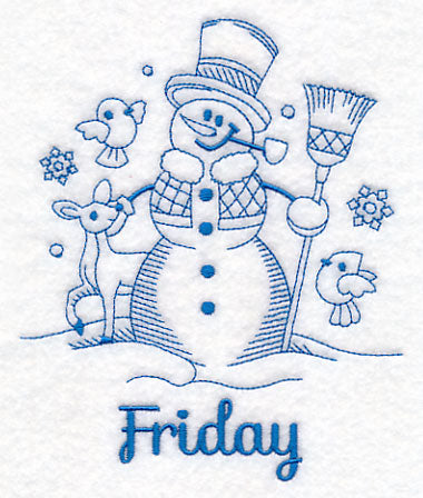 Snowman on Friday (Bluework)
