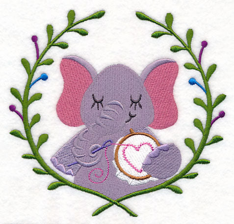Elephant Embroidering Laurel