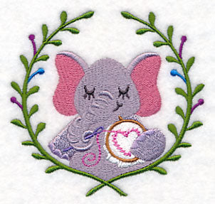 Elephant Embroidering Laurel