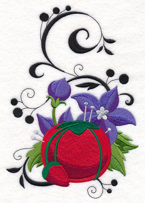 Fanciful Pincushion with Balloon Flowers