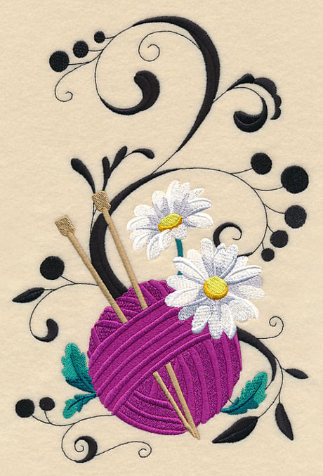 Fanciful Knitting Needles with Daisies