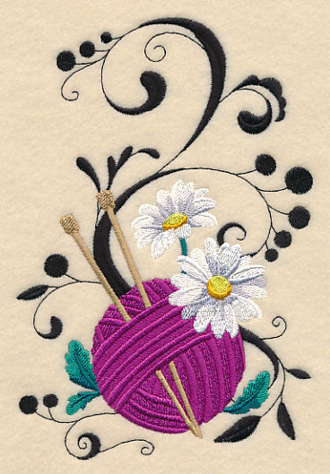 Fanciful Knitting Needles with Daisies