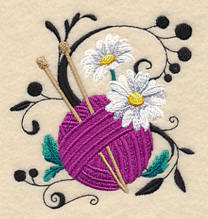 Fanciful Knitting Needles with Daisies