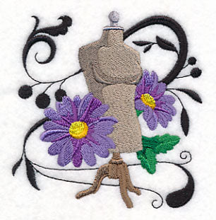 Fanciful Dress Form with Daisies