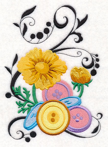 Fanciful Buttons with Cosmos
