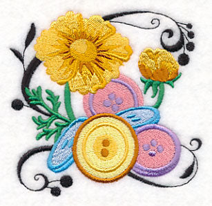 Fanciful Buttons with Cosmos – Embroidery Library