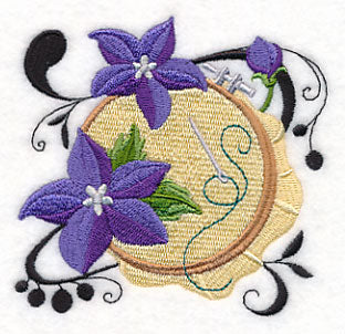 Fanciful Embroidery Hoop with Balloon Flowers