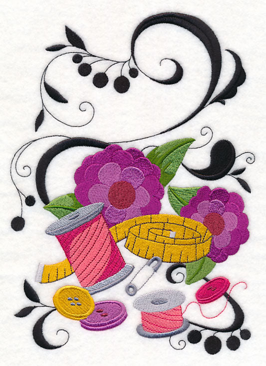 Fanciful Sewing Notions with Zinnias