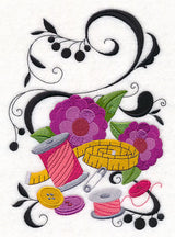 Fanciful Sewing Notions with Zinnias