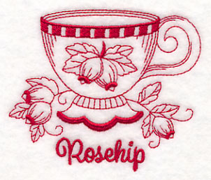 Tea Time Rosehip (Redwork)