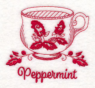 Tea Time Peppermint (Redwork)