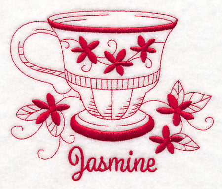 Tea Time Jasmine (Redwork)