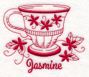 Tea Time Jasmine (Redwork)