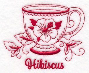 Tea Time Hibiscus (Redwork)