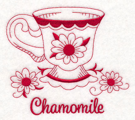 Tea Time Chamomile (Redwork)