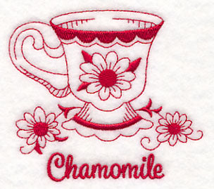 Tea Time Chamomile (Redwork)