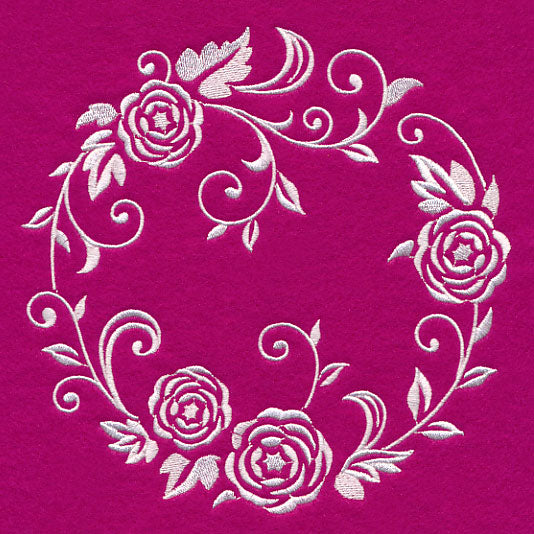 Filigree Rose Wreath (Whitework)