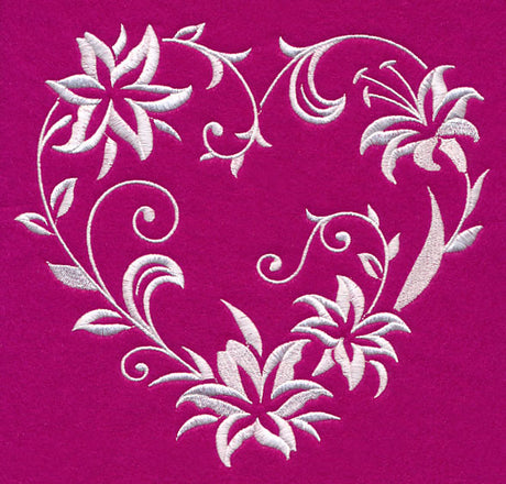 Filigree Lily Heart (Whitework)