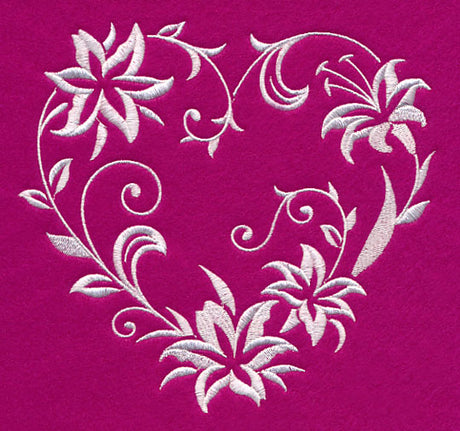 Filigree Lily Heart (Whitework)