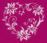 Filigree Lily Heart (Whitework)