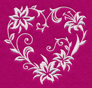Filigree Lily Heart (Whitework)