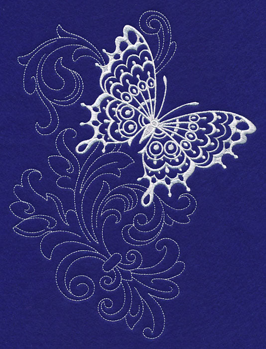 Shabby Chic Butterfly Spray (Whitework)