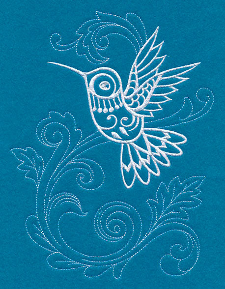 Shabby Chic Hummingbird Spray (Whitework)
