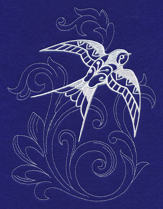 Shabby Chic Swallow Spray (Whitework)