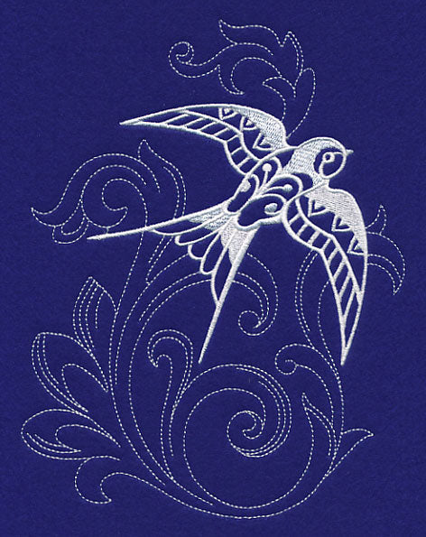 Shabby Chic Swallow Spray (Whitework)