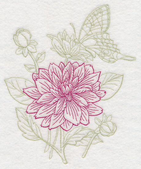 Garden Dahlia Etching