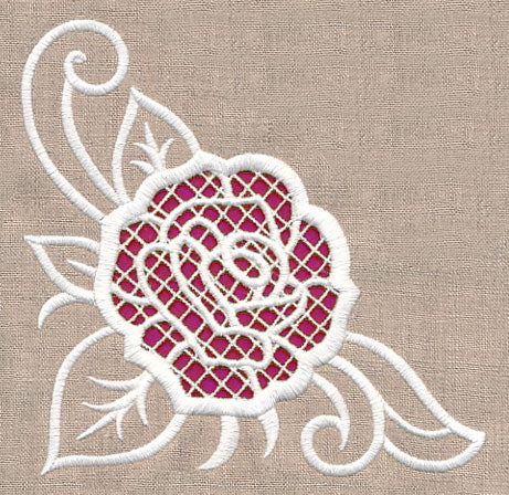 Rose Beauty Corner (Cutwork)