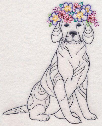 Dog with Floral Crown (Vintage)