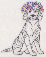 Dog with Floral Crown (Vintage)