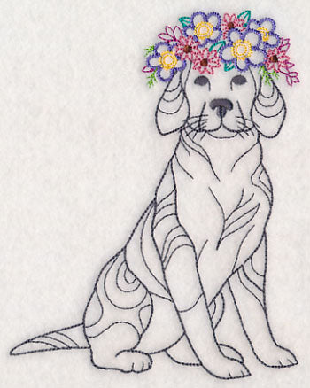 Dog with Floral Crown (Vintage)